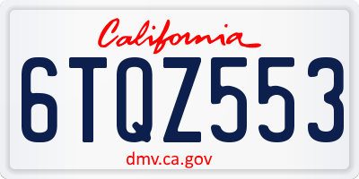 CA license plate 6TQZ553