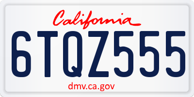 CA license plate 6TQZ555