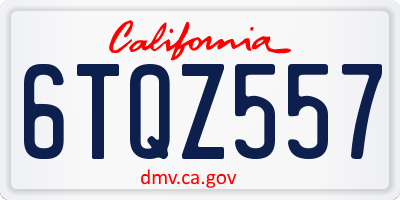 CA license plate 6TQZ557