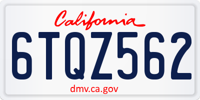 CA license plate 6TQZ562