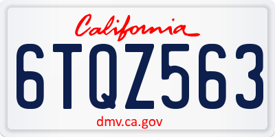 CA license plate 6TQZ563