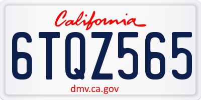 CA license plate 6TQZ565