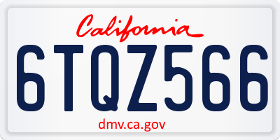 CA license plate 6TQZ566