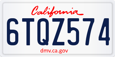 CA license plate 6TQZ574