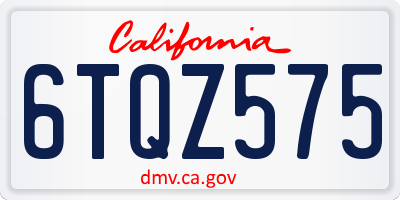 CA license plate 6TQZ575