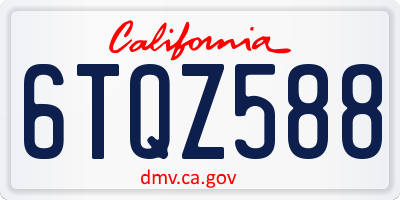 CA license plate 6TQZ588