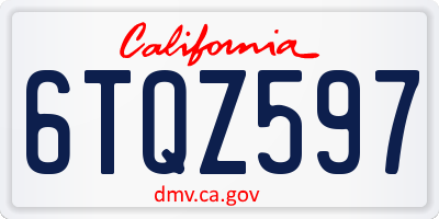 CA license plate 6TQZ597