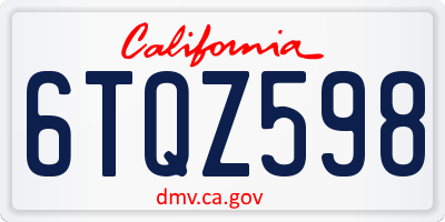 CA license plate 6TQZ598