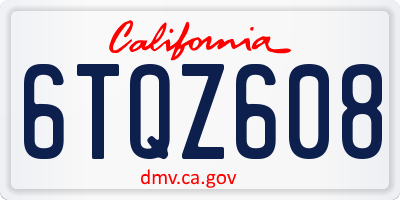 CA license plate 6TQZ608