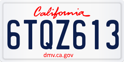 CA license plate 6TQZ613