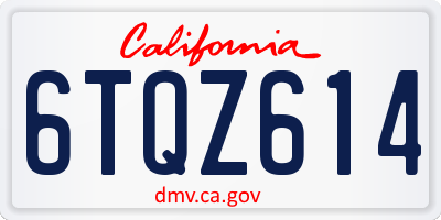 CA license plate 6TQZ614