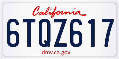 CA license plate 6TQZ617