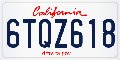 CA license plate 6TQZ618