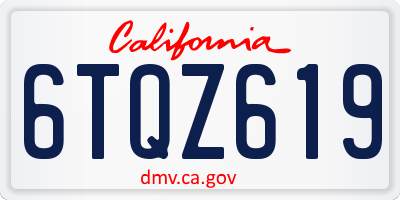 CA license plate 6TQZ619