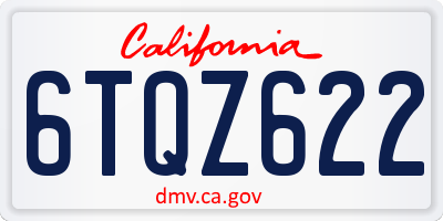 CA license plate 6TQZ622