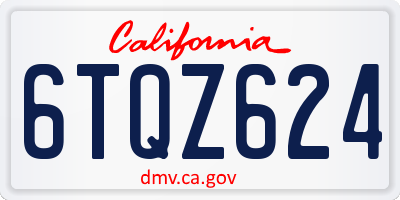 CA license plate 6TQZ624