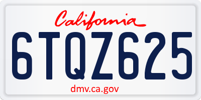 CA license plate 6TQZ625