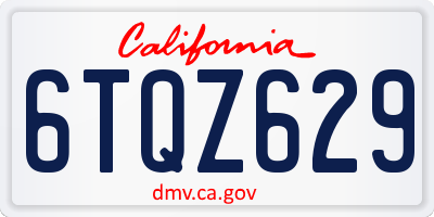 CA license plate 6TQZ629