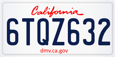 CA license plate 6TQZ632