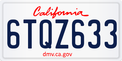 CA license plate 6TQZ633