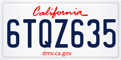 CA license plate 6TQZ635