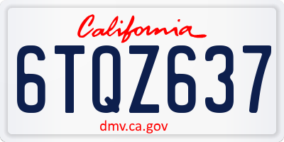 CA license plate 6TQZ637