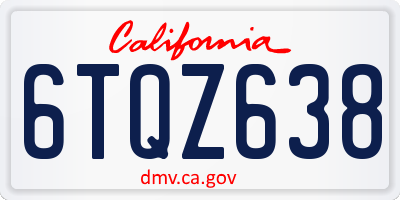 CA license plate 6TQZ638