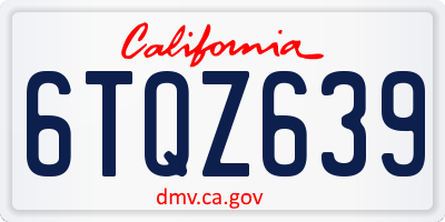 CA license plate 6TQZ639