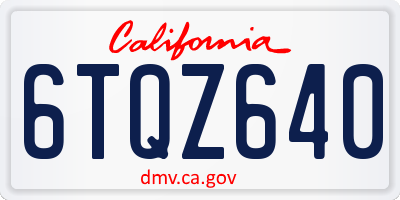 CA license plate 6TQZ640