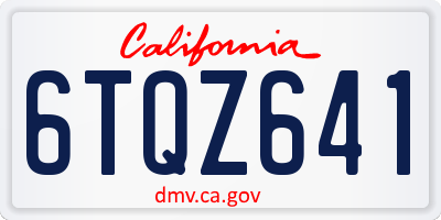 CA license plate 6TQZ641