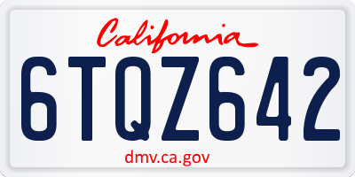 CA license plate 6TQZ642