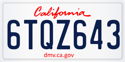 CA license plate 6TQZ643