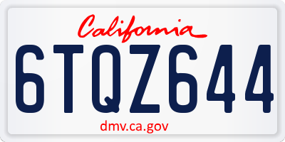 CA license plate 6TQZ644