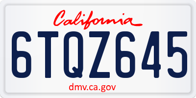 CA license plate 6TQZ645