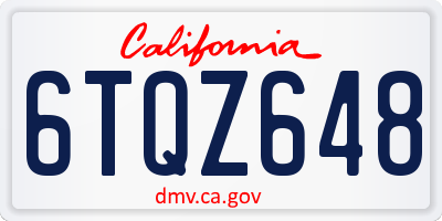 CA license plate 6TQZ648