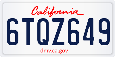 CA license plate 6TQZ649