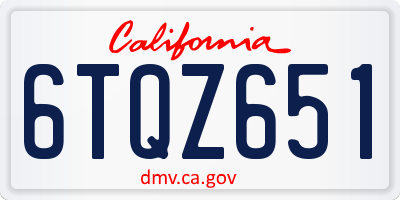 CA license plate 6TQZ651