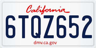 CA license plate 6TQZ652