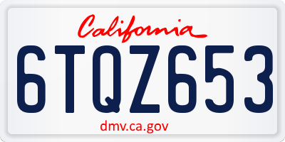 CA license plate 6TQZ653