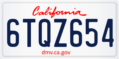 CA license plate 6TQZ654