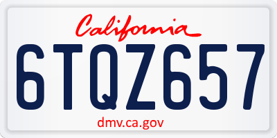 CA license plate 6TQZ657