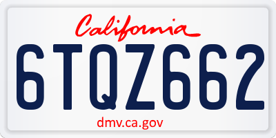 CA license plate 6TQZ662