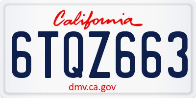 CA license plate 6TQZ663