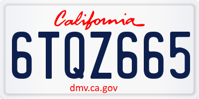 CA license plate 6TQZ665