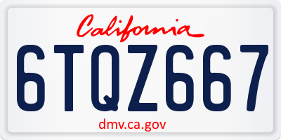 CA license plate 6TQZ667