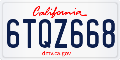 CA license plate 6TQZ668