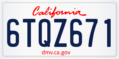 CA license plate 6TQZ671