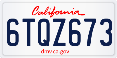 CA license plate 6TQZ673