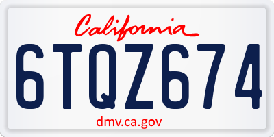 CA license plate 6TQZ674