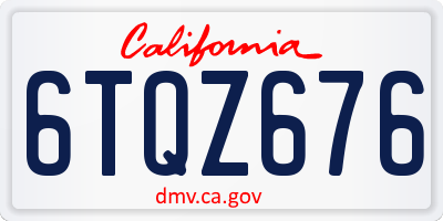 CA license plate 6TQZ676